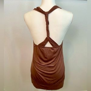 Rhapsody Brown Tunic Length Tank Top, Size L